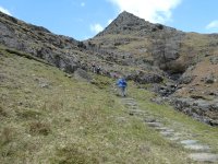 The B party ascending below Belles Knott