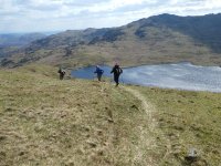 Traversing above Easdale Tarn