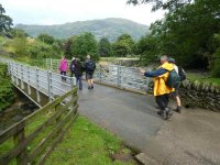 Crossing Glenridding Beck, a little sunshine at last.