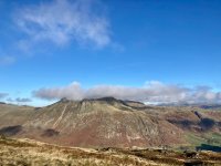 The Langdale Pikes with a cloudy halo 