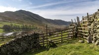 Double stile action above Garth Heads farm