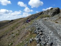 Lunch sheltering from the wind beside Walna Scar Road.