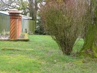 Chimney pots adorn the gardens at Biglands