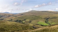 Artengill Viaduct with Ingleborough and Whernside in the distance